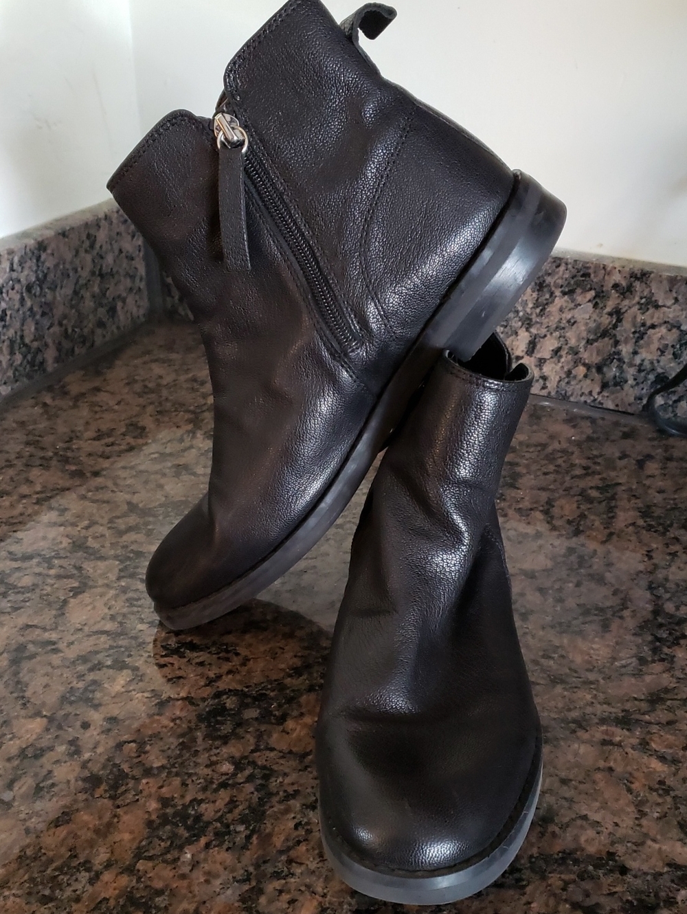 Cyntia Rowley Classic Black Leather Women's Ankle Boots